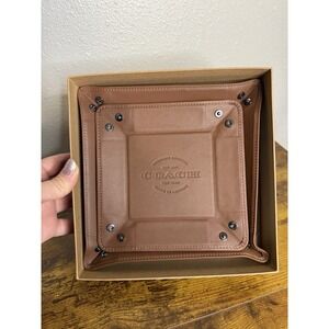 Coach Valet Leather Tray Set Dark Saddle New with Box